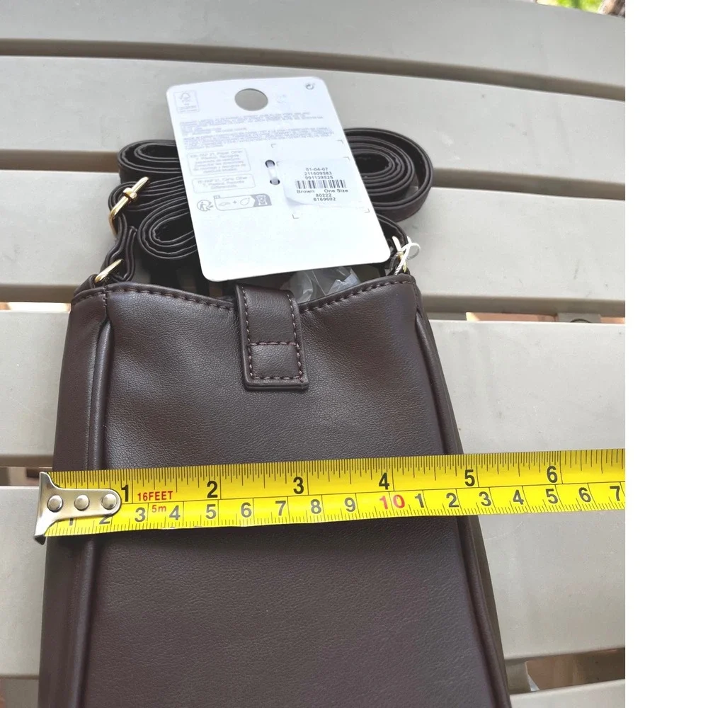 Primark Womens Brown Faux Suede Studded Tassel Phone Crossbody‎ Bag New